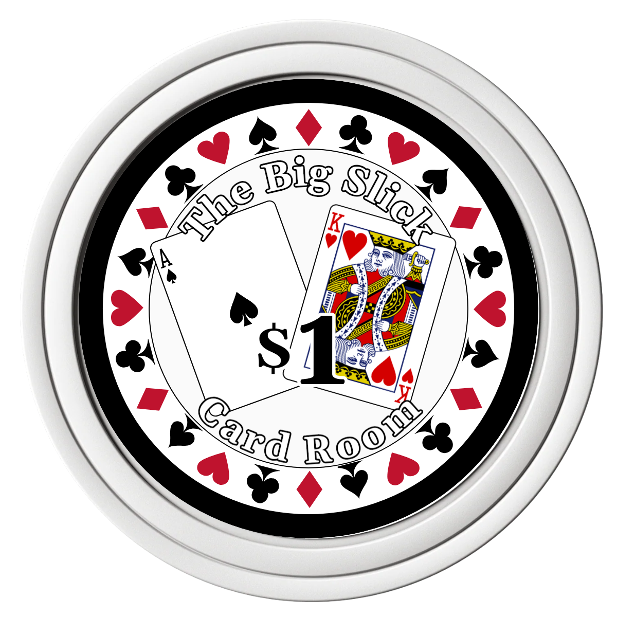 AK Big Slick Composite Poker Chips - White / Solid - Front
