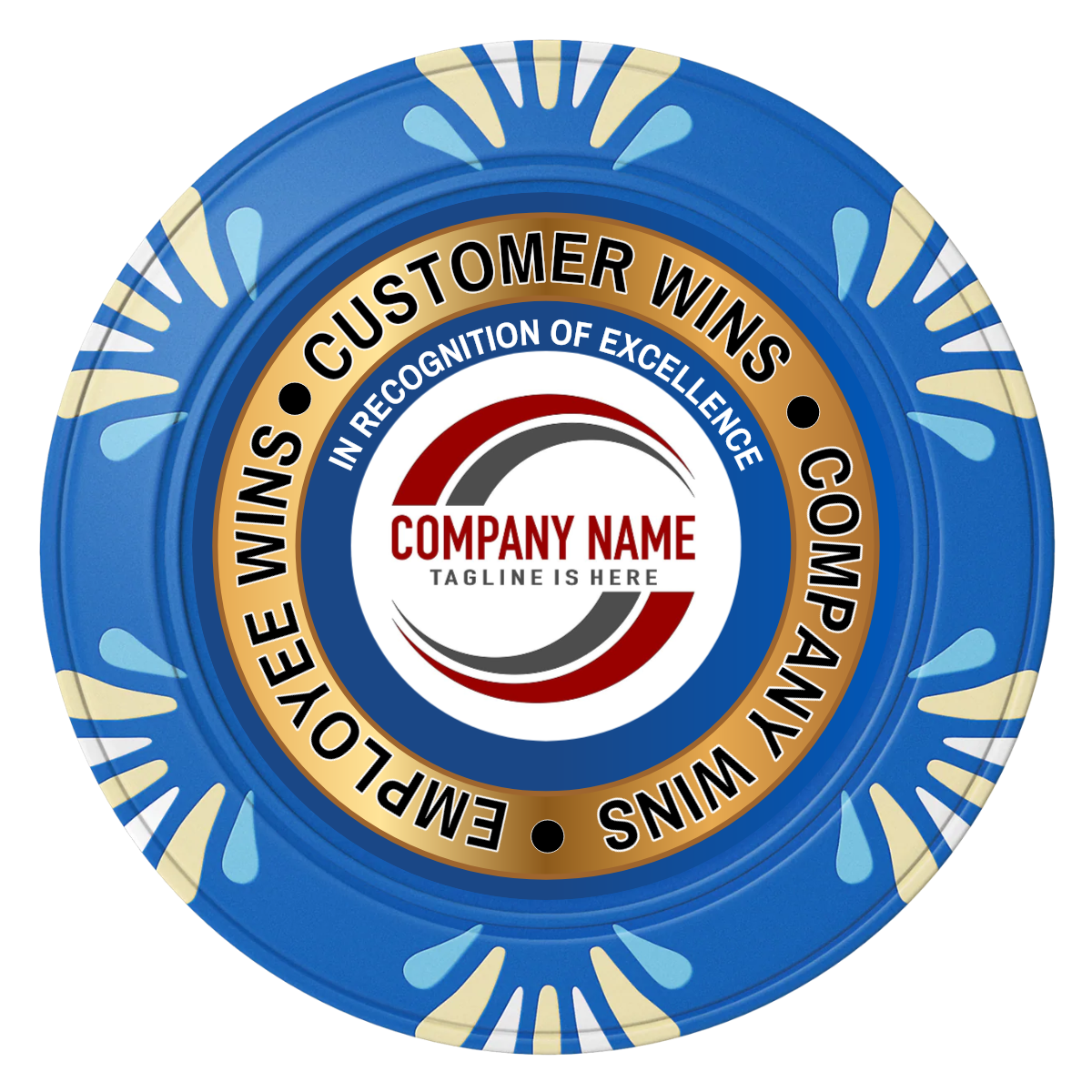 Gold Standard Clay Poker Chips - Blue / Macau / 40mm - Back
