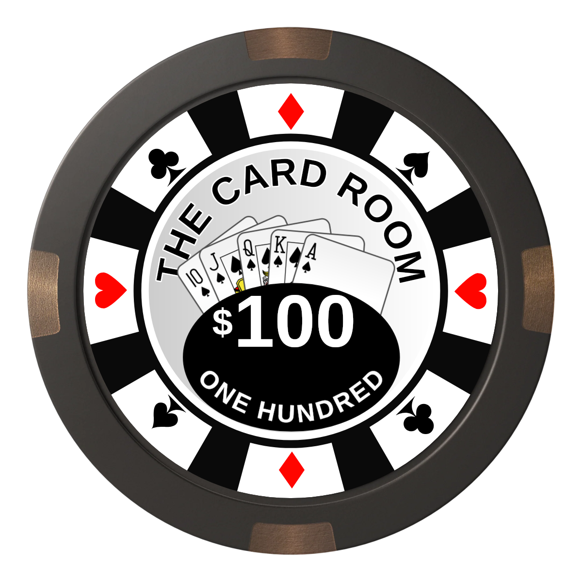 A Suitable Design Composite & Metal Hybrid Poker Chips - Black - Front