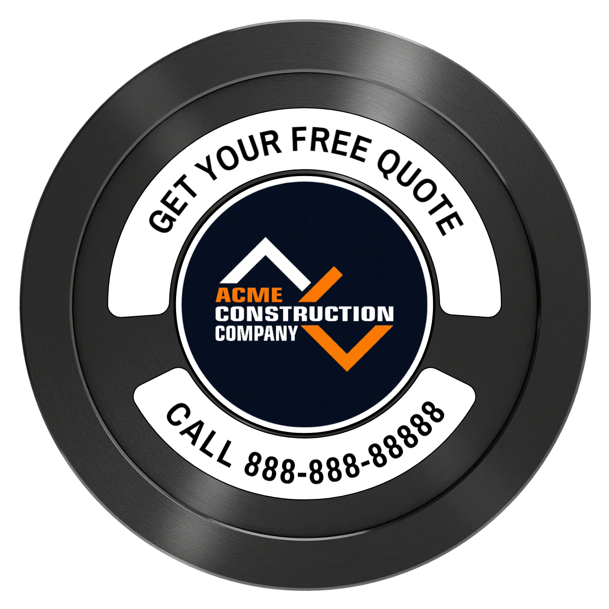 Acme Construction Aluminum Poker Chips - Black - Back