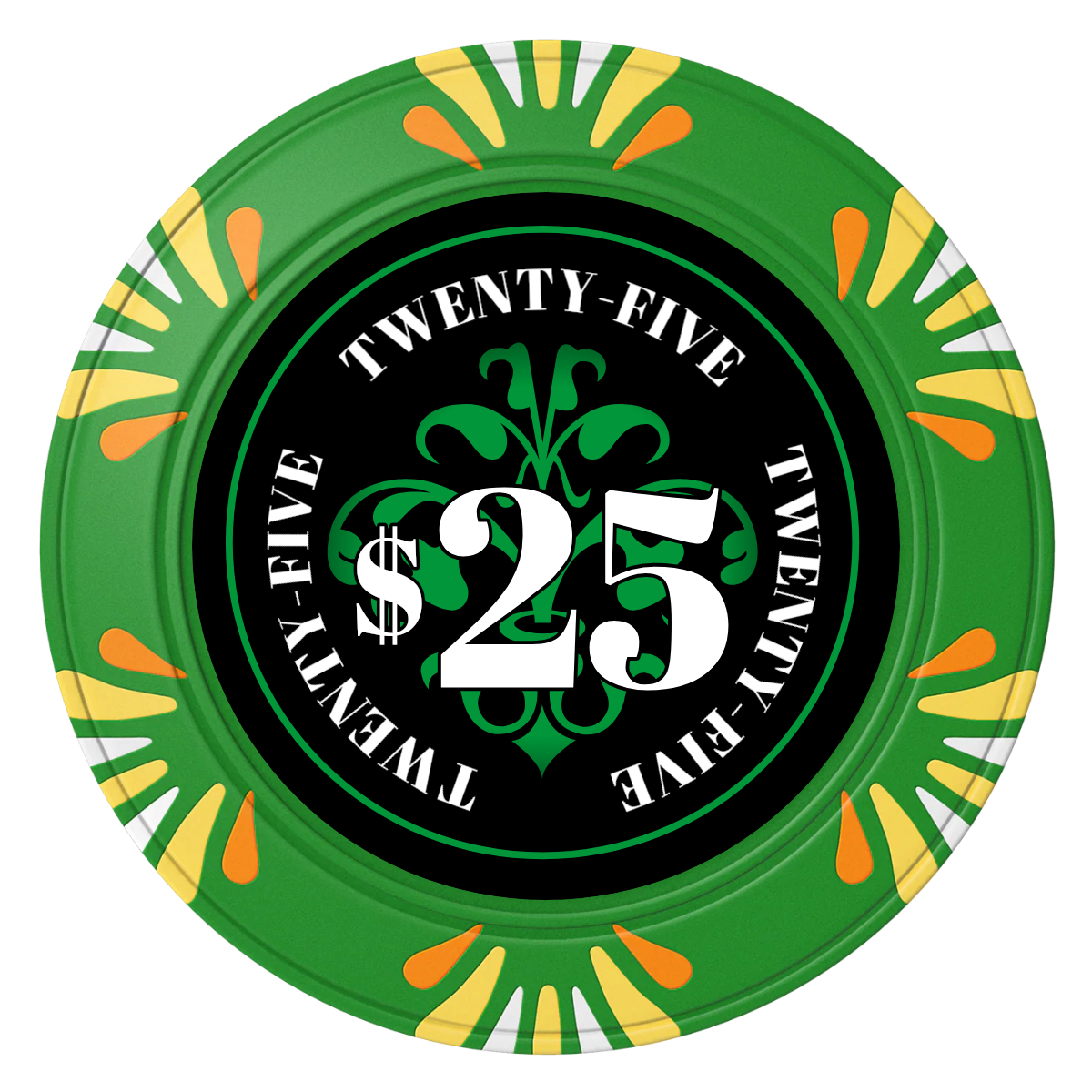 Gothic Revival Clay Poker Chips - Green / Macau / 40mm - Front