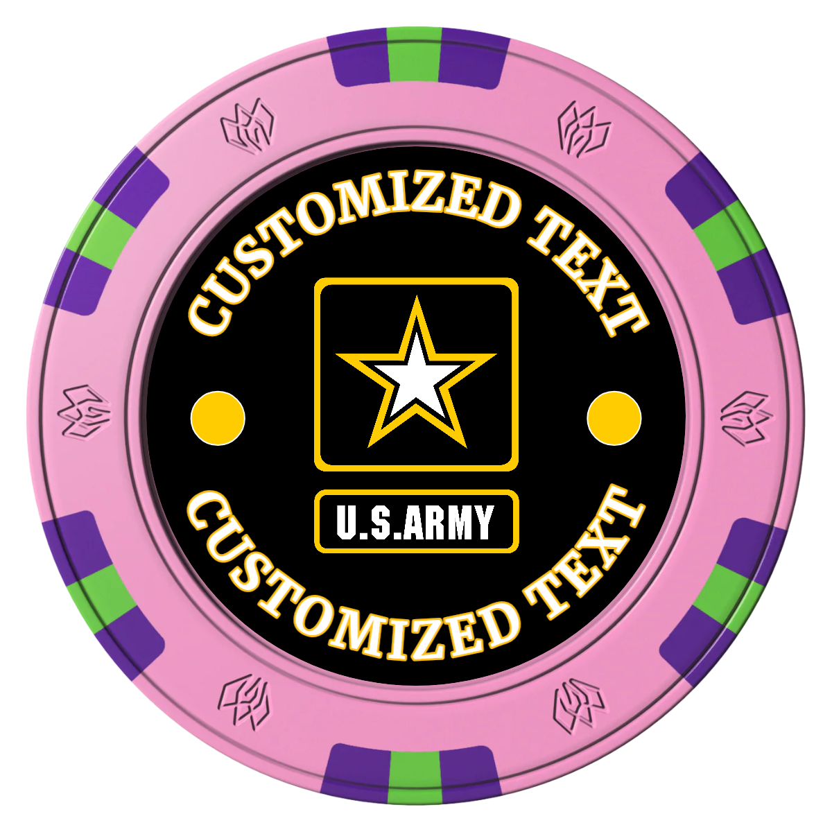 Army Strong Clay Poker Chips - Pink / 6 Spot Gem / 43mm - Front