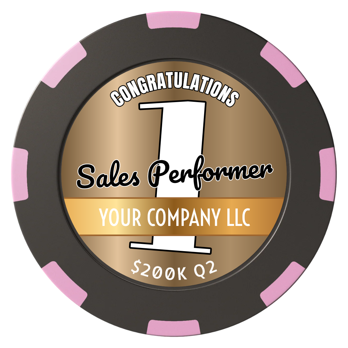 Top Sales Performer Clay Poker Chips - Black / 8 Spot (2 Tone) / 40mm - Front