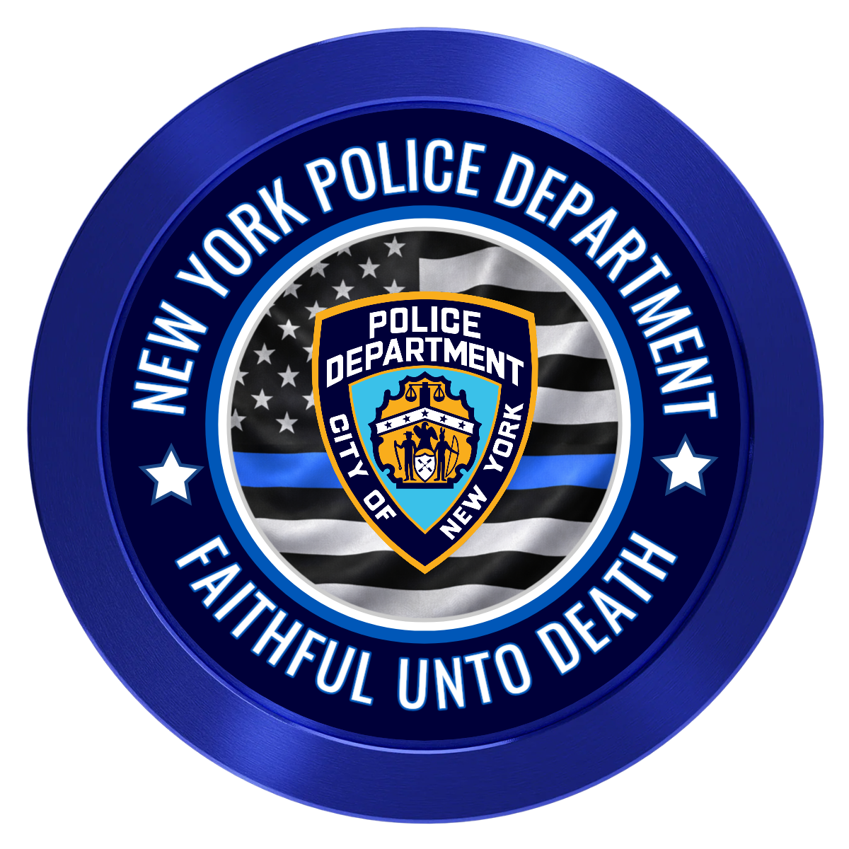 NYPD Safe and Fair Aluminum Poker Chips - Blue - Front