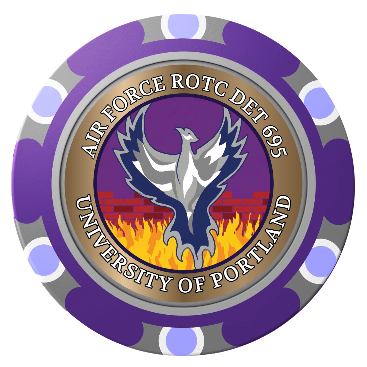 Air Force ROTC Det 695 Clay Poker Chips - Purple / Monte Carlo / 40mm - Front