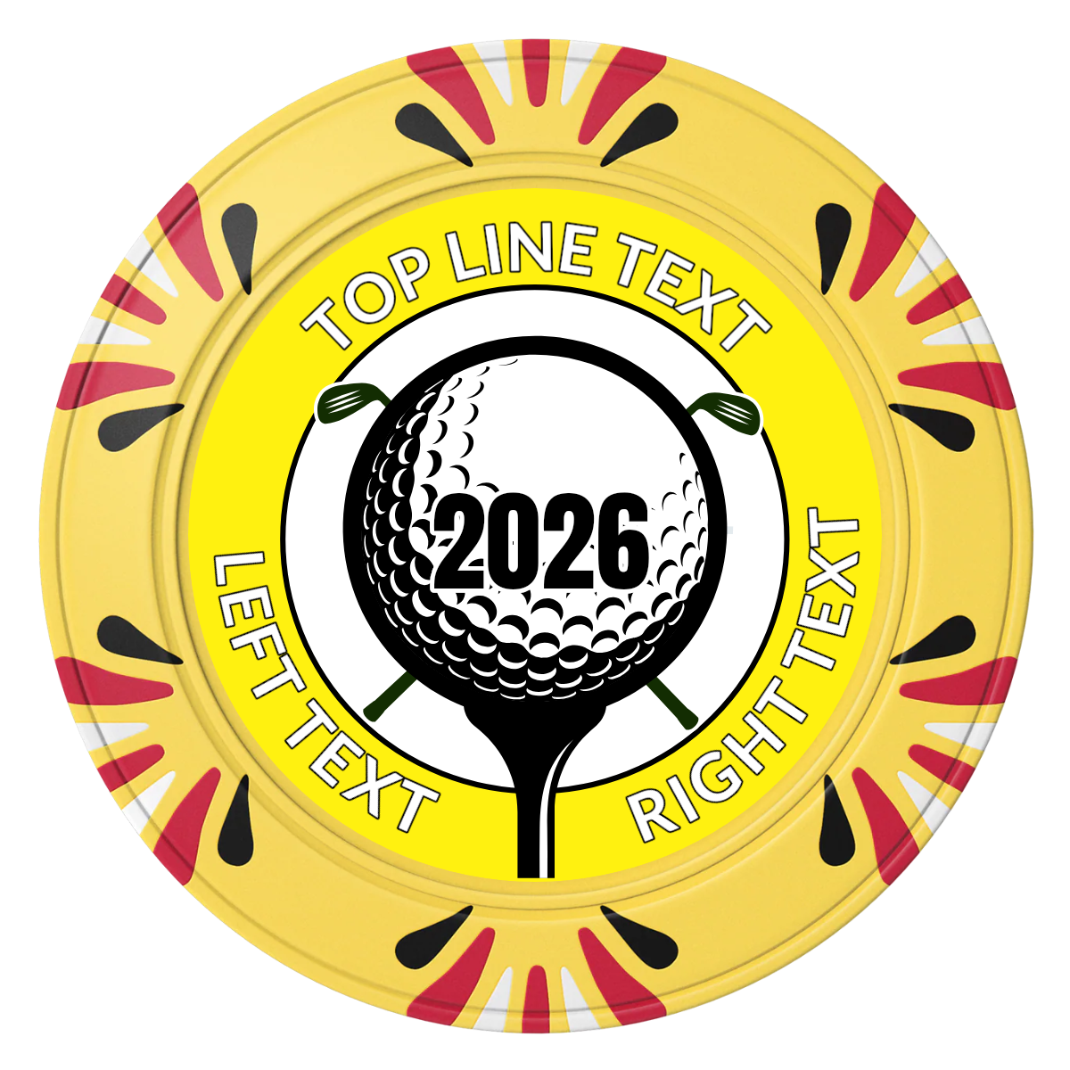Tee it up Clay Poker Chips - Yellow / Macau / 40mm - Front