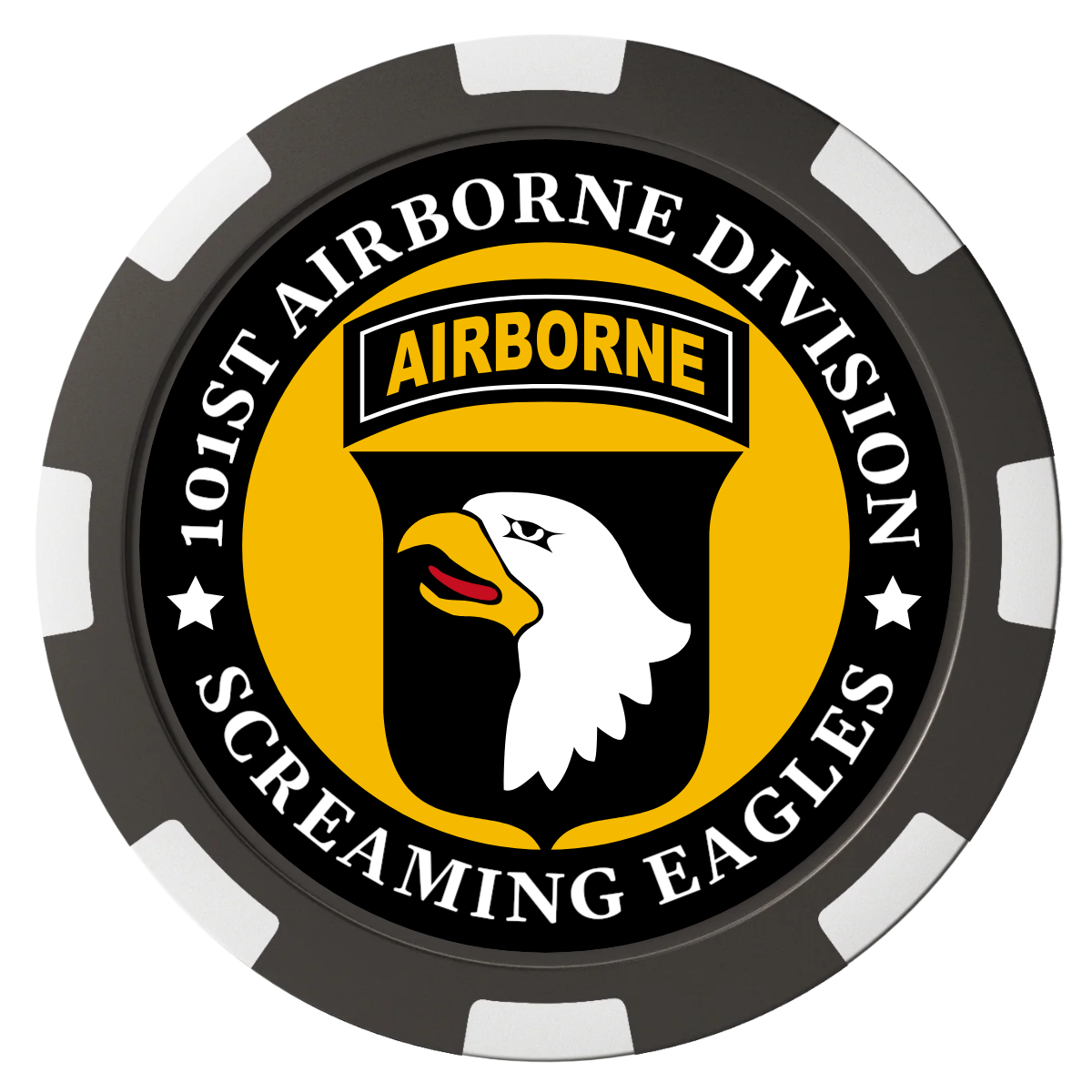 Army Airborne Magnetic Composite Poker Chips - Black / 8 Spot - Back