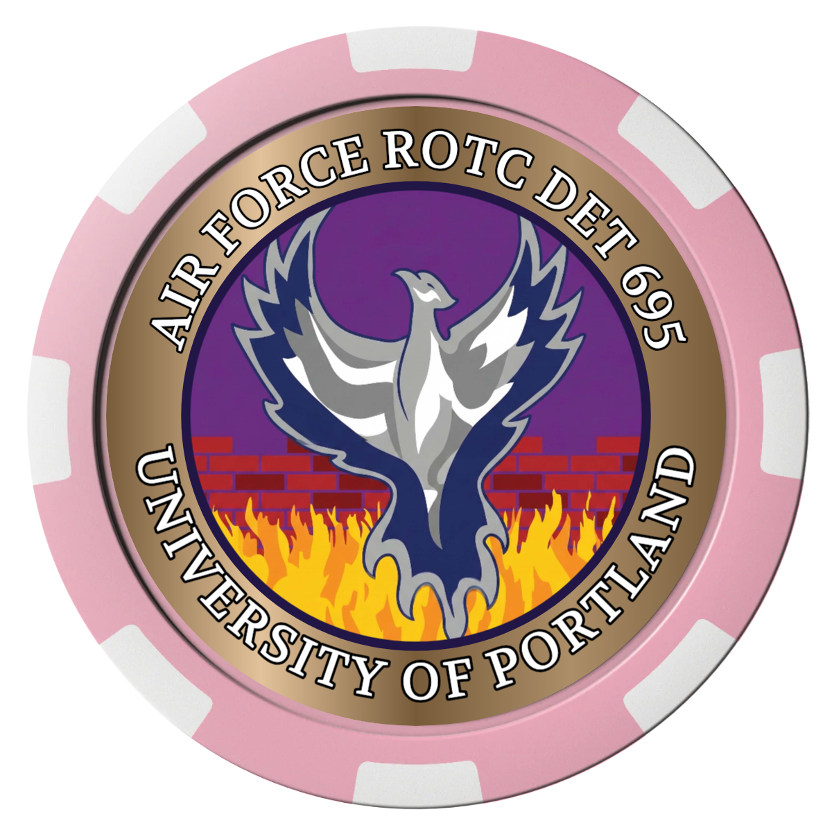 Air Force ROTC Det 695 Composite Poker Chips - Pink / 8 Spot - Front