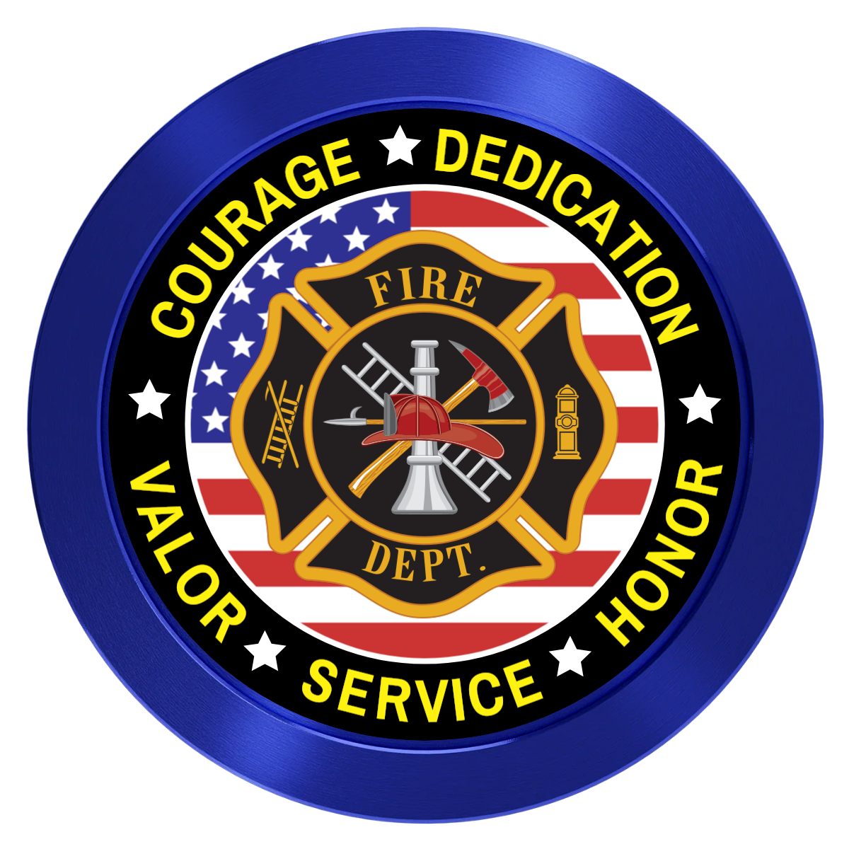 Firefighter Maltese Cross Aluminum Poker Chips - Blue - Back