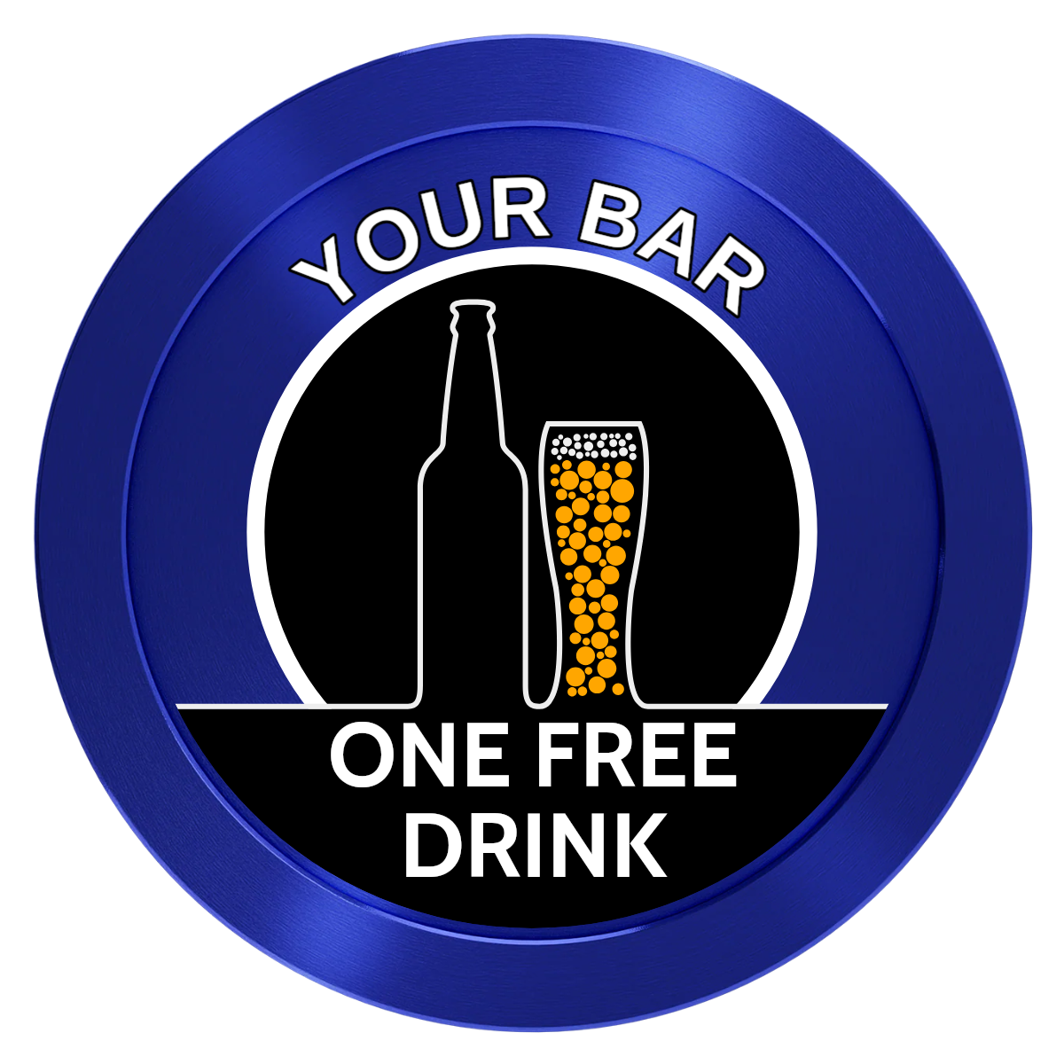 Beer and Glass Aluminum Poker Chips - Blue - Front