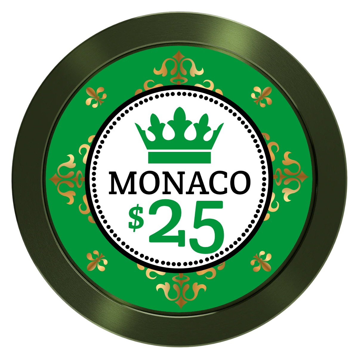 Monaco #001 Aluminum Poker Chips - Green - Back