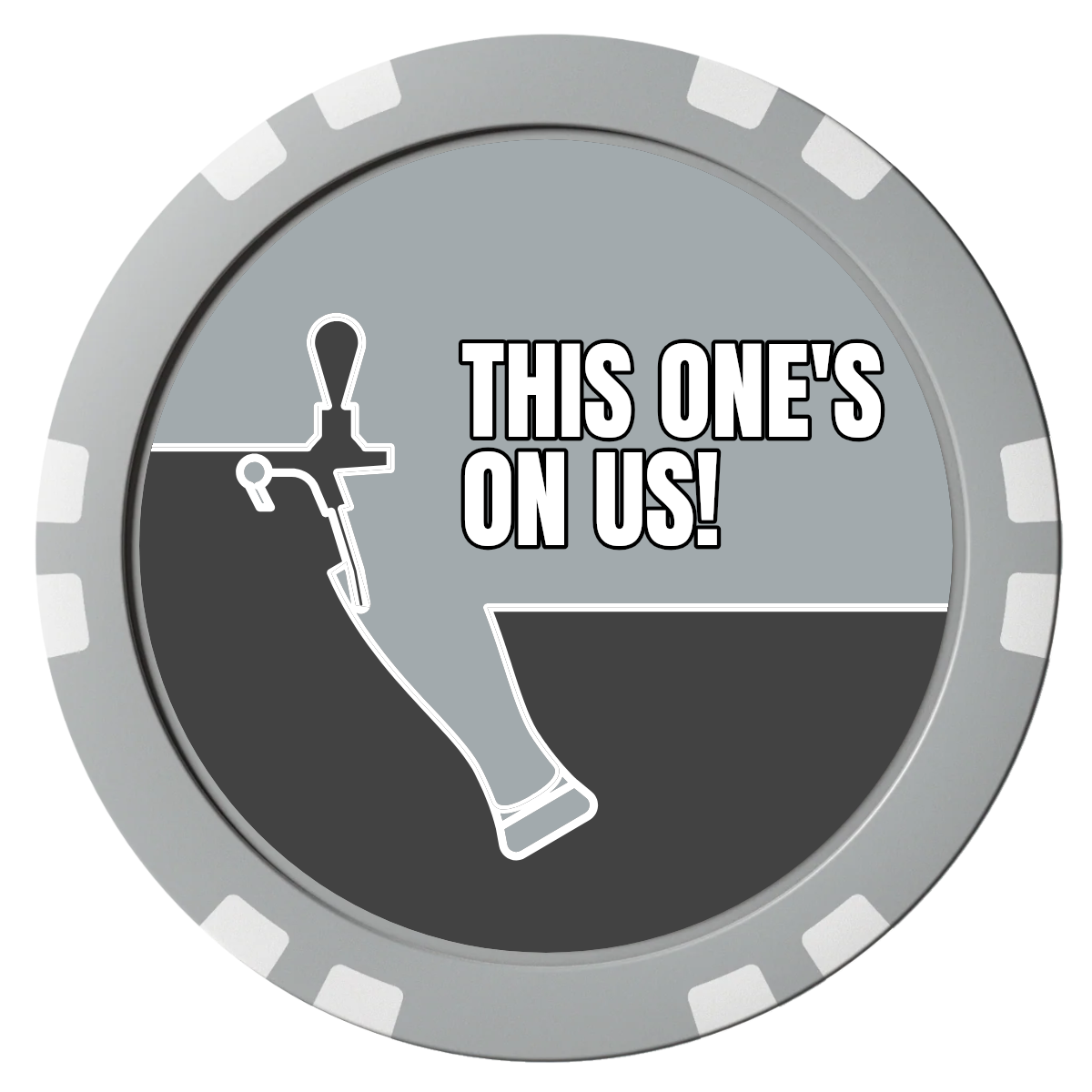 I'd Tap That Composite Poker Chips - Gray / Double Stripe - Front