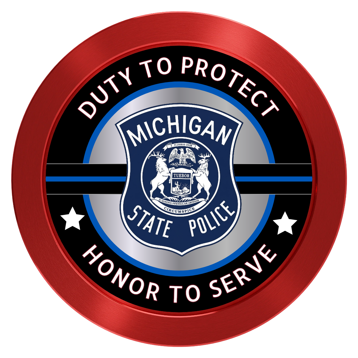Police Department #01 Aluminum Poker Chips - Red - Front