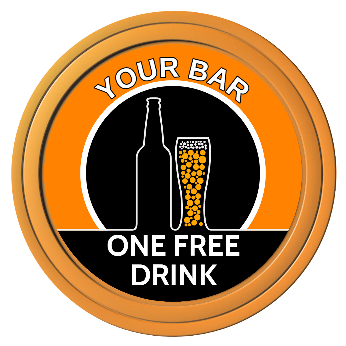 Beer and Glass Composite Poker Chips - Orange / Solid - Front