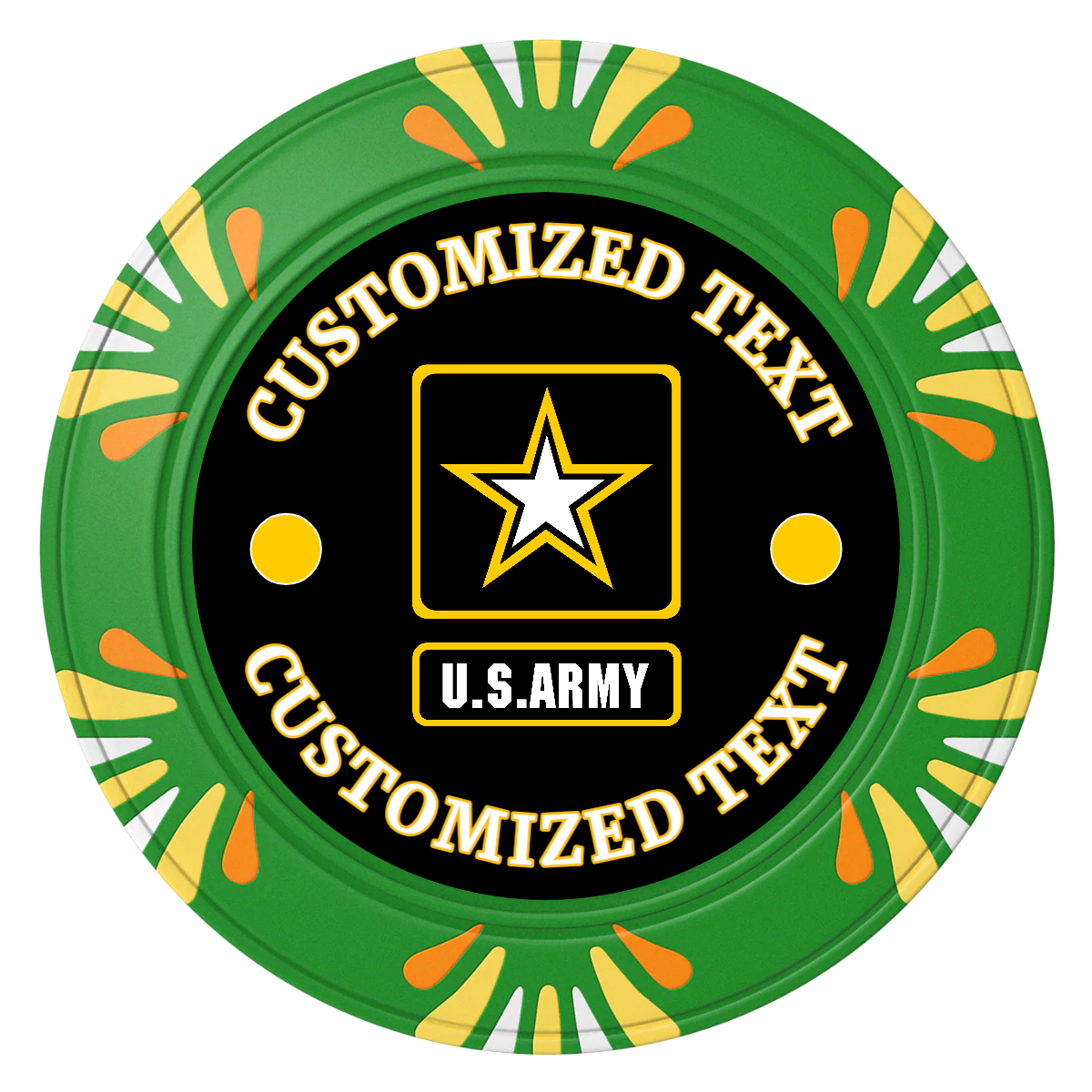 Army Strong Clay Poker Chips - Green / Macau / 40mm - Front