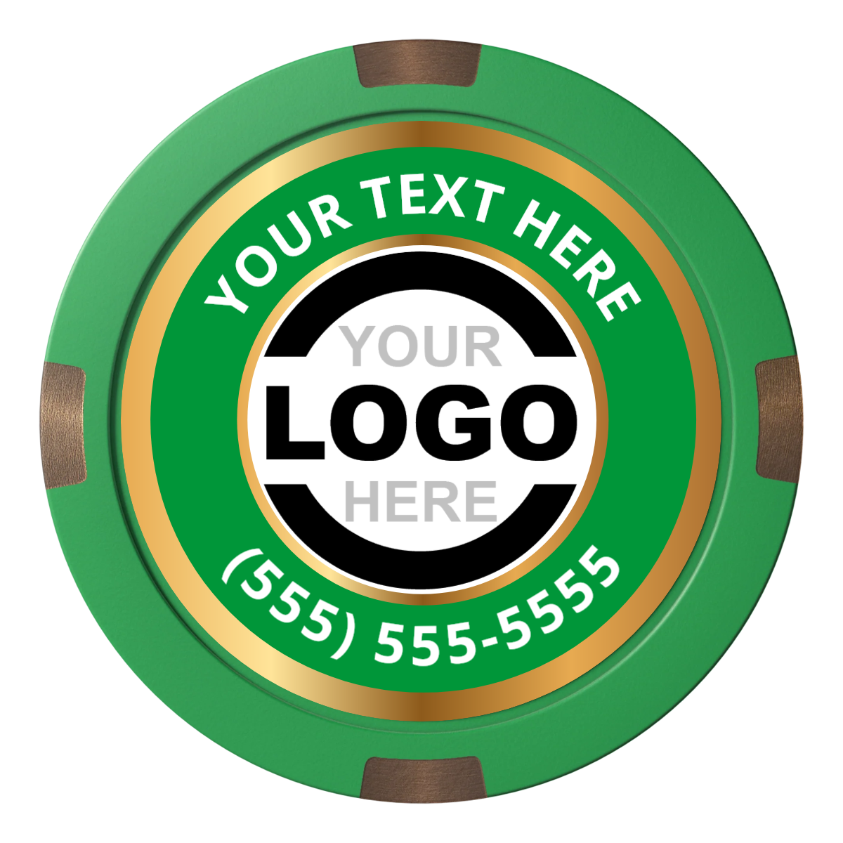 Simple Gold Ring Composite & Metal Hybrid Poker Chips - Green - Back