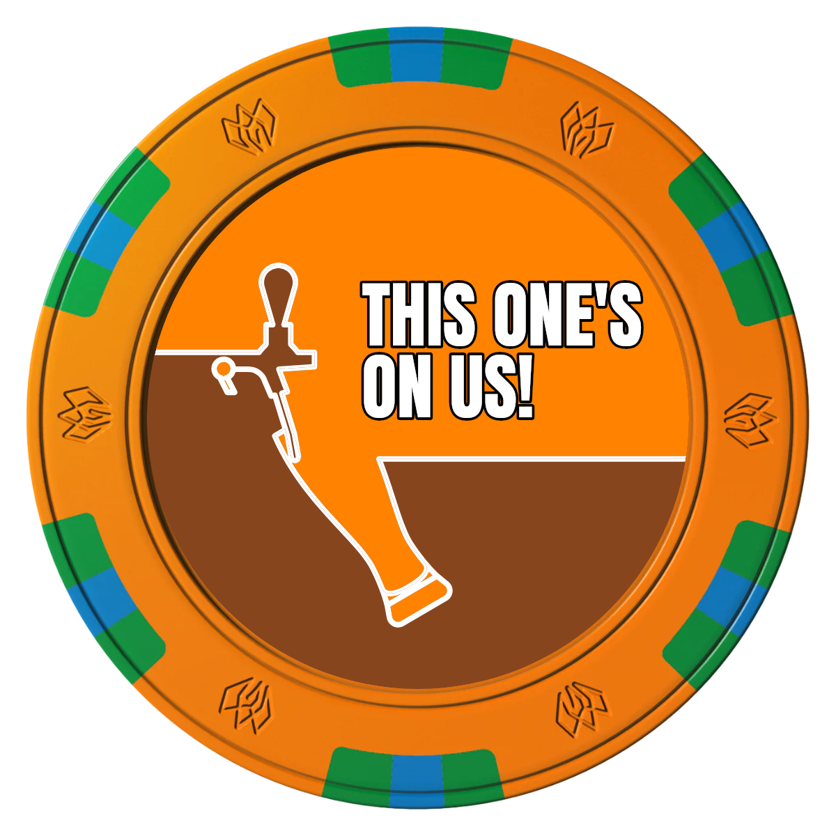 I'd Tap That Clay Poker Chips - Orange / 6 Spot Gem / 40mm - Front