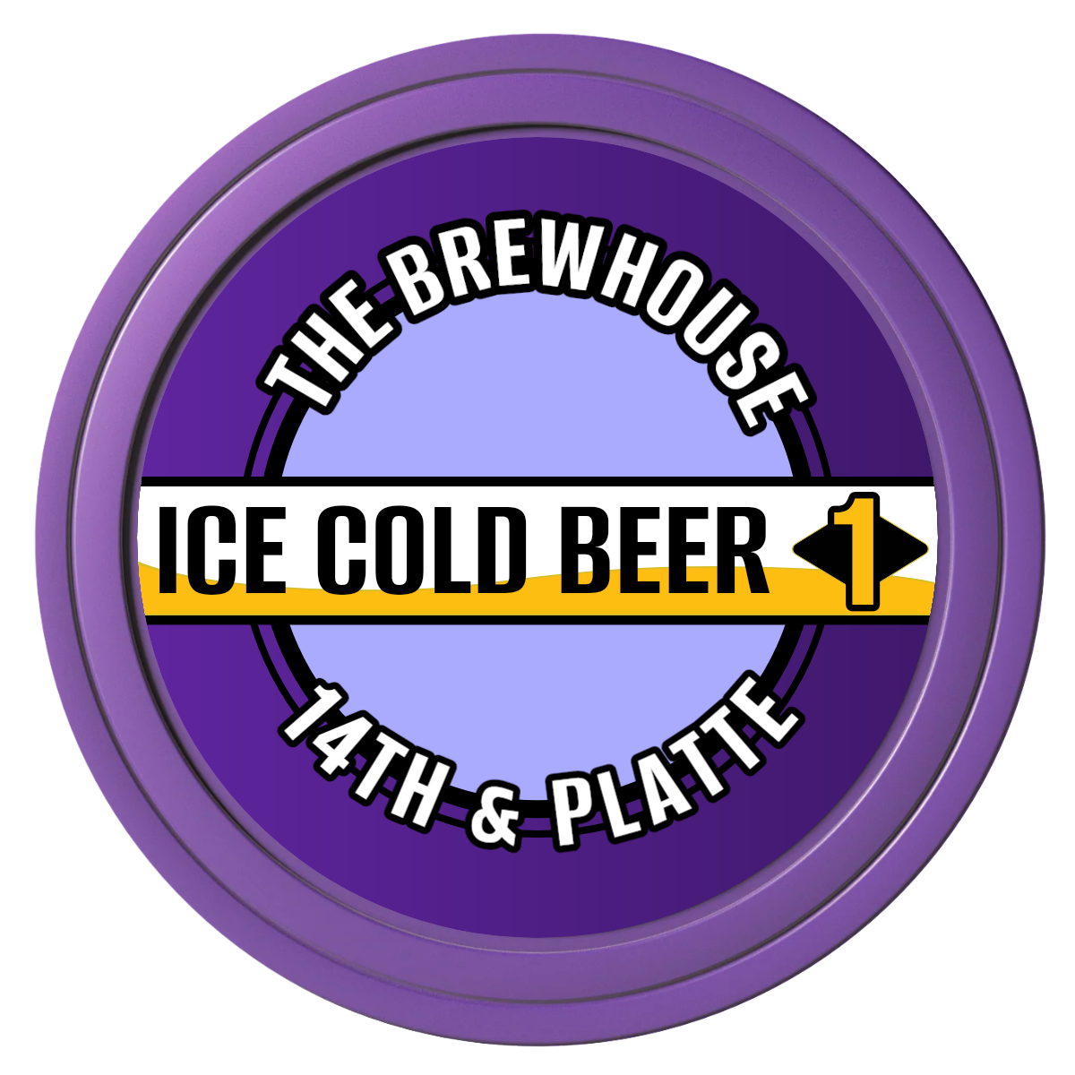 Ice Cold Beer Drink Token Composite Poker Chips - Purple / Solid - Front
