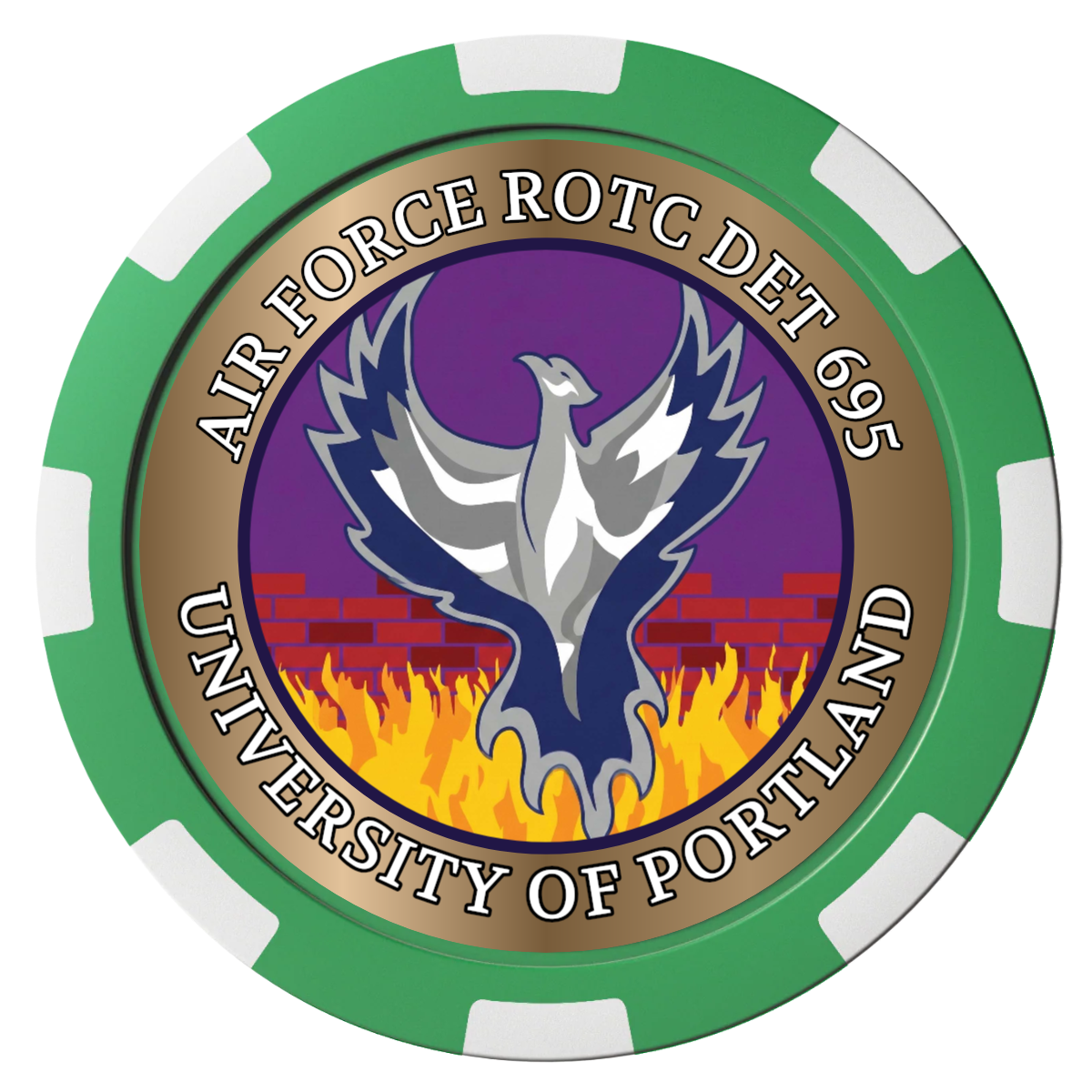 Air Force ROTC Det 695 Magnetic Composite Poker Chips - Green / 8 Spot - Front