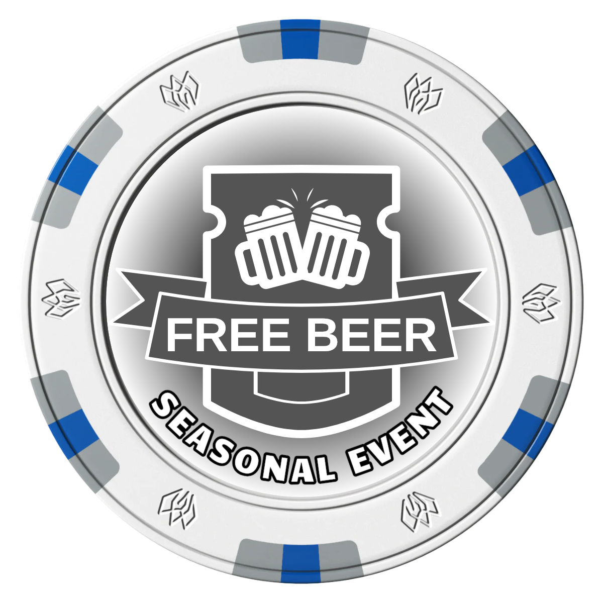 Craft Beer #001 Clay Poker Chips - White / 6 Spot Gem / 40mm - Front