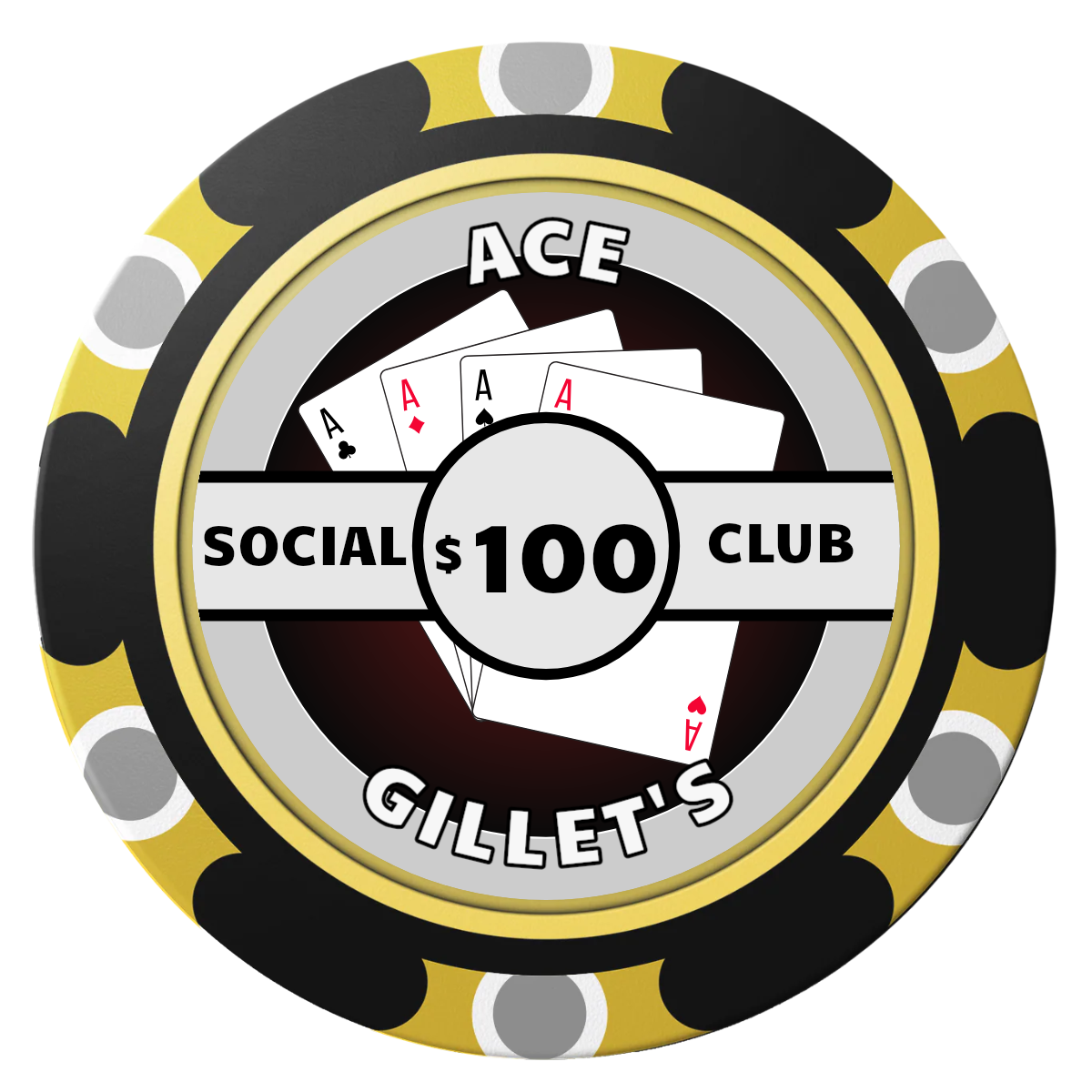 Ace Gillet's Clay Poker Chips - Black / Monte Carlo / 40mm - Back