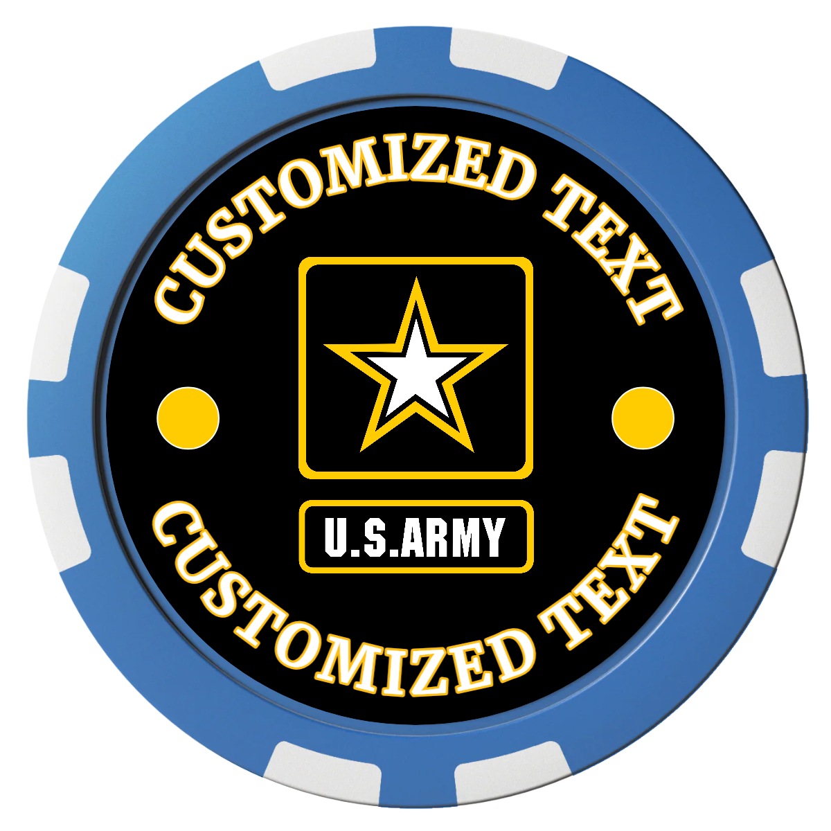 Army Strong Composite Poker Chips - Blue / 8 Stripe - Front