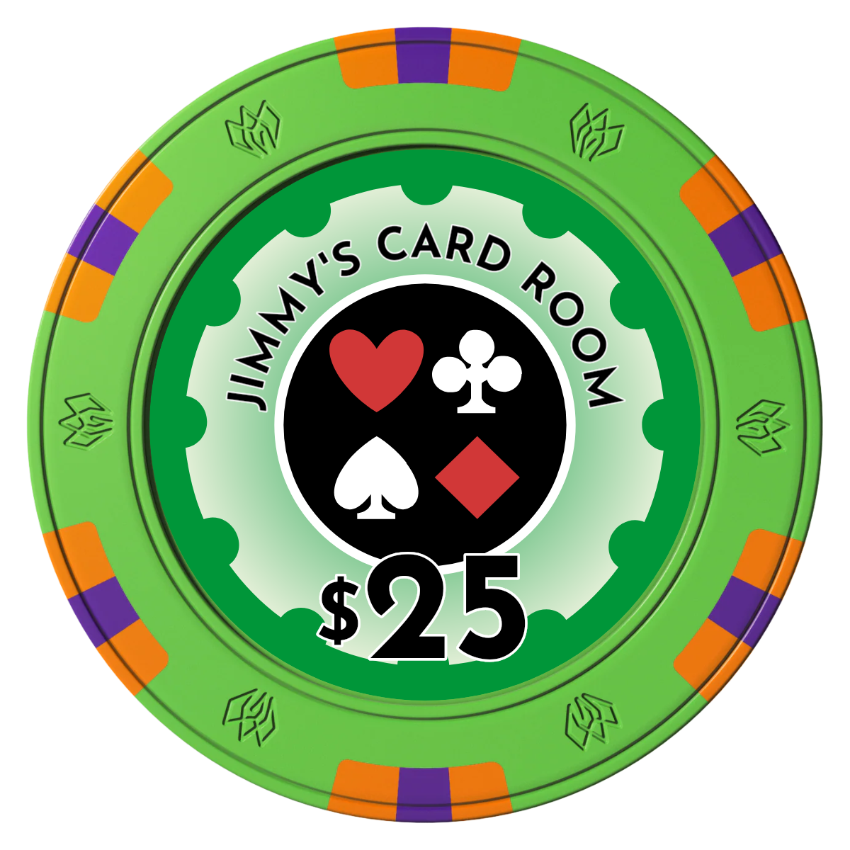 Your Four Suits Clay Poker Chips - Green / 6 Spot Gem / 43mm - Front