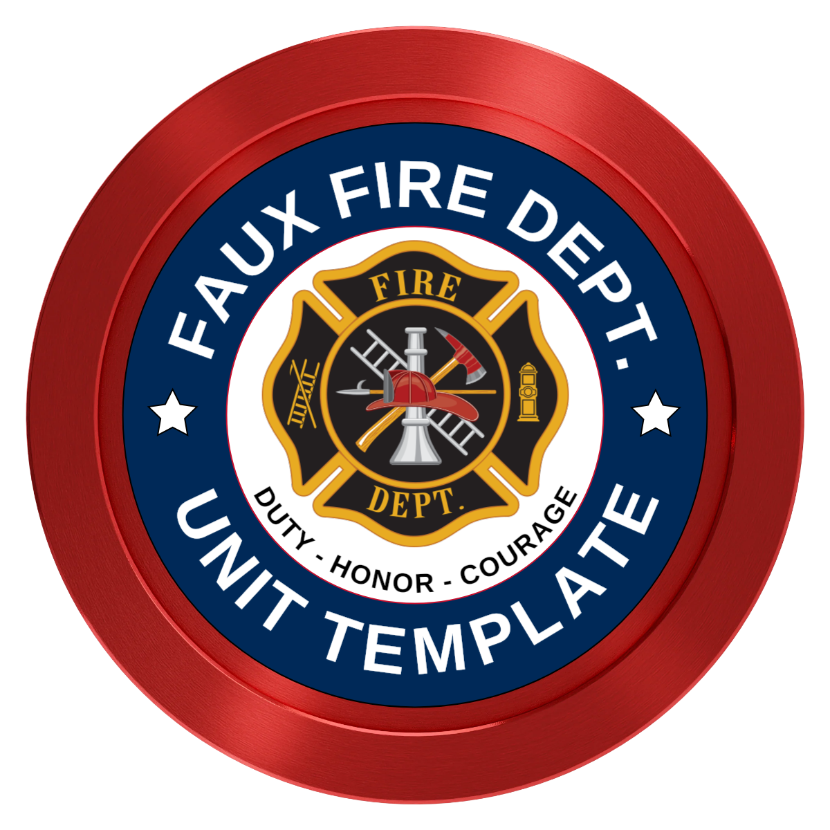 Faux Fire Dept. #01 Aluminum Poker Chips - Red - Front