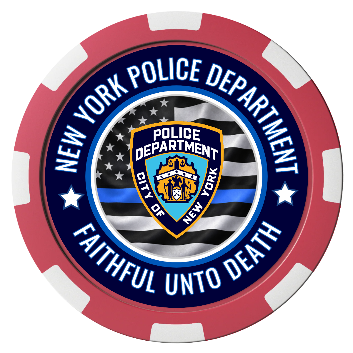NYPD Safe and Fair Magnetic Composite Poker Chips - Red / 8 Spot - Front