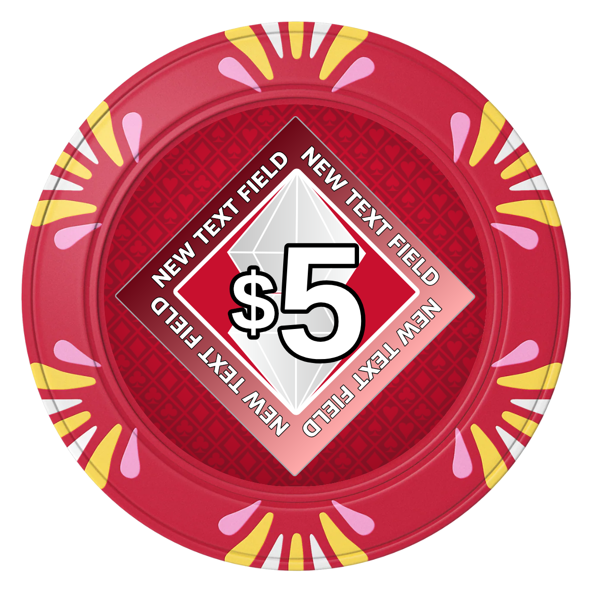 Diamond in the Rough Clay Poker Chips - Red / Macau / 40mm - Front