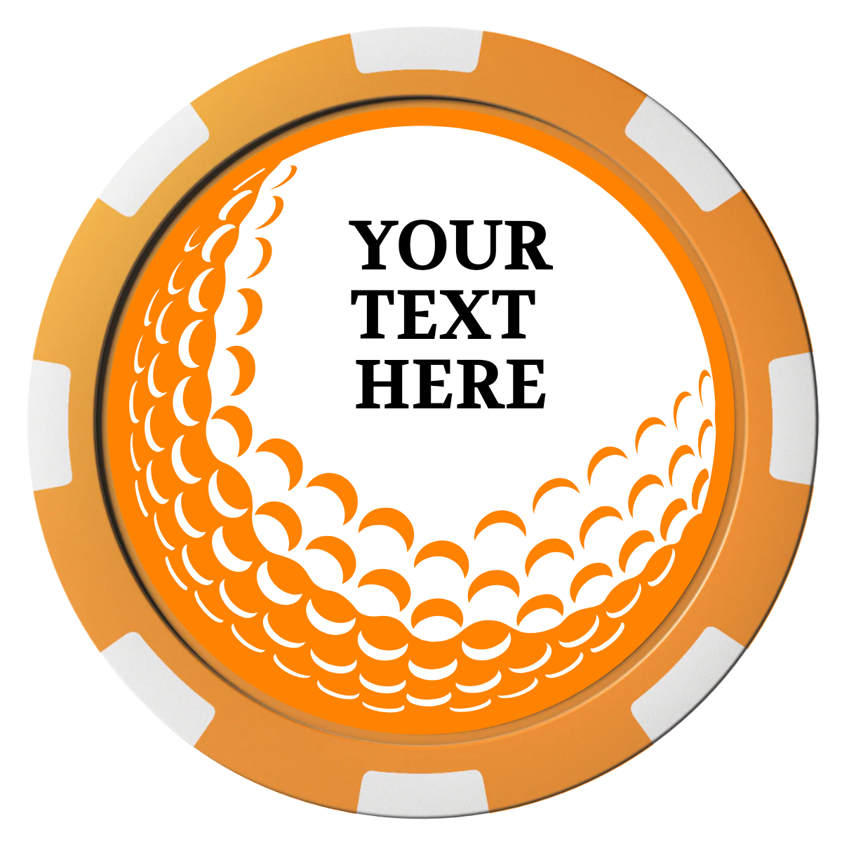 Hole In One Composite Poker Chips - Orange / 8 Spot - Front