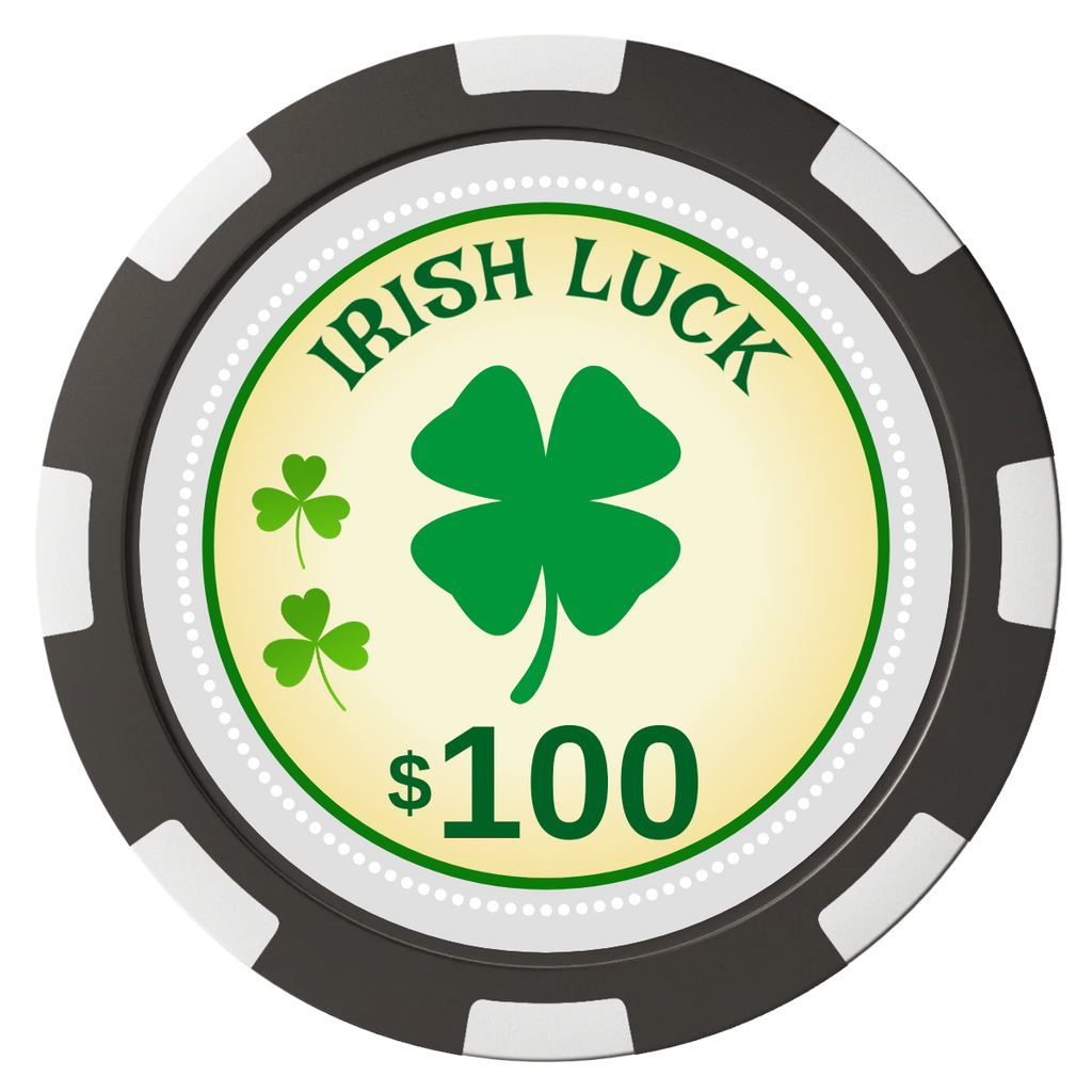 Irish Luck Magnetic Composite Poker Chips - Black / 8 Spot - Front
