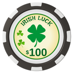 Irish Luck Magnetic Composite Poker Chips - Black / 8 Spot - Front