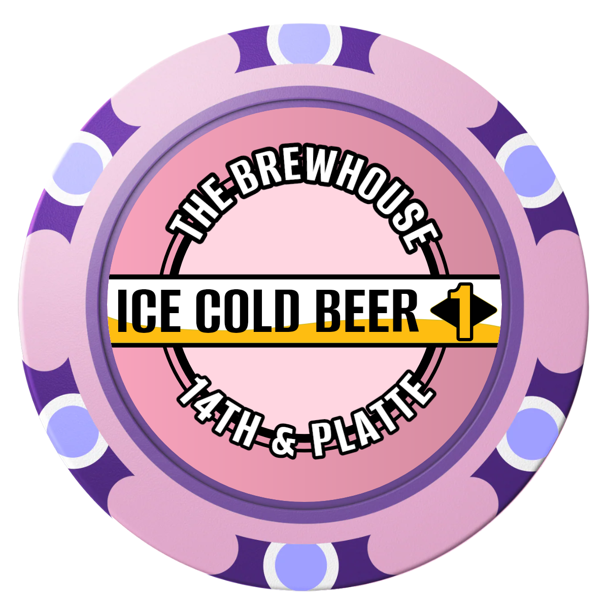 Ice Cold Beer Drink Token Clay Poker Chips - Pink / Monte Carlo / 40mm - Front