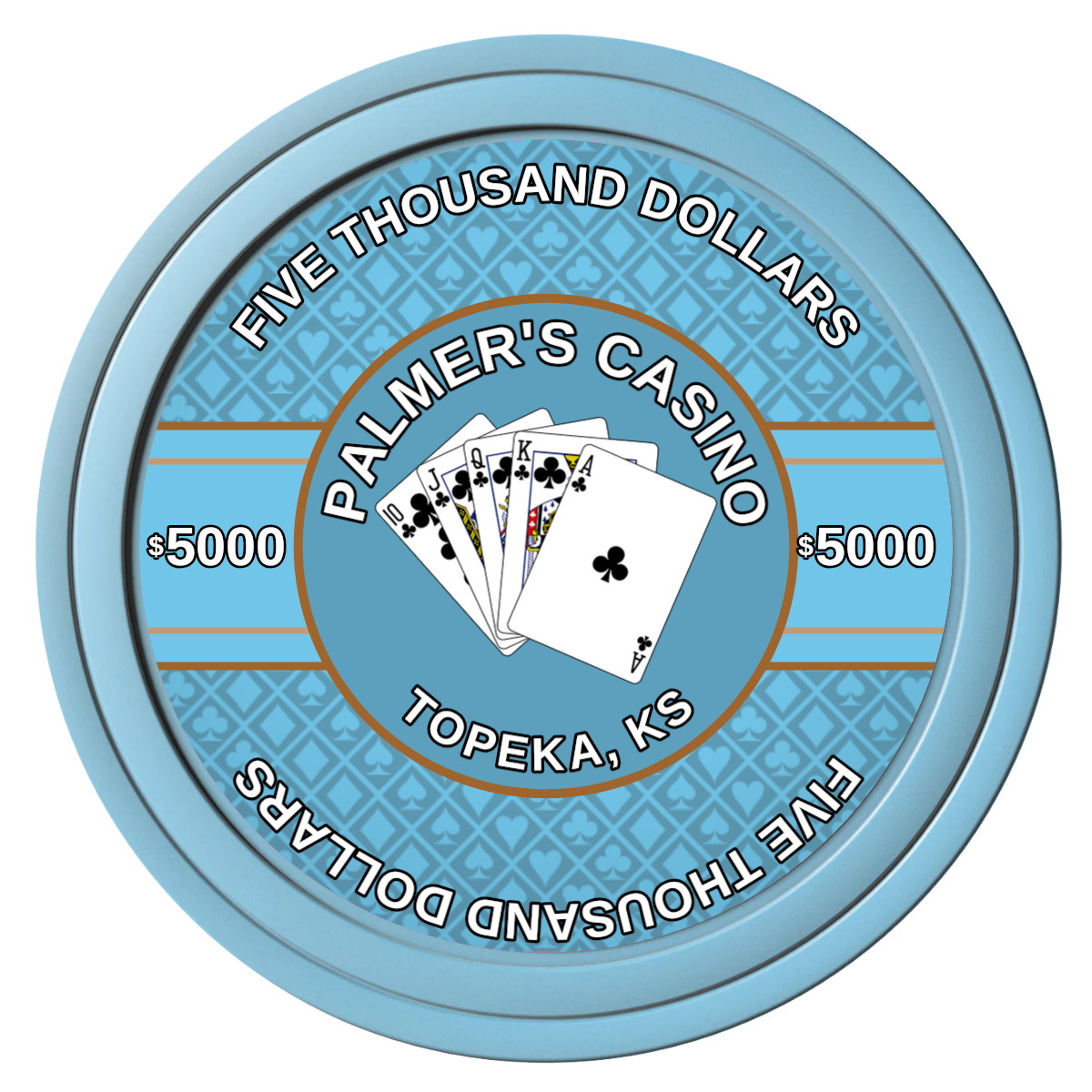 Palmer's Casino Composite Poker Chips - Light Blue / Solid - Front