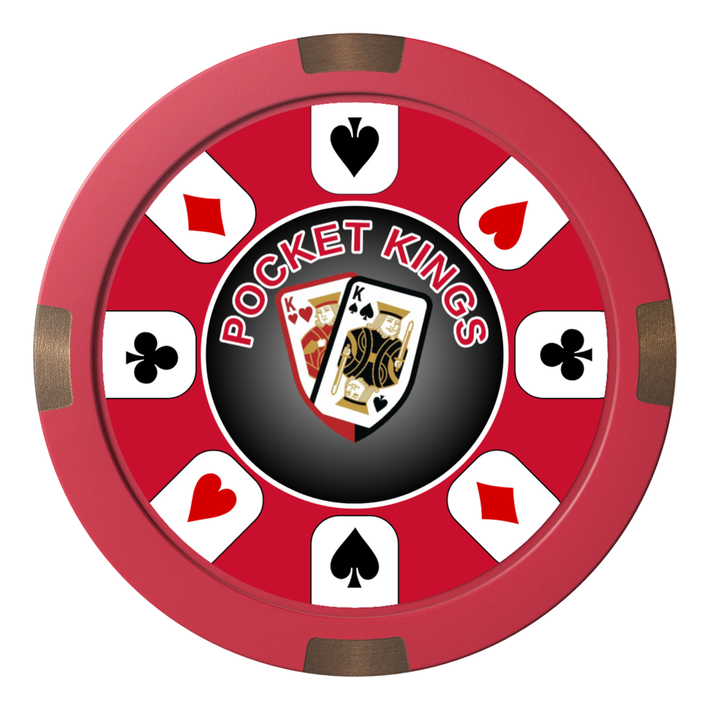 Pocket Kings Composite & Metal Hybrid Poker Card Protectors - Red - Front