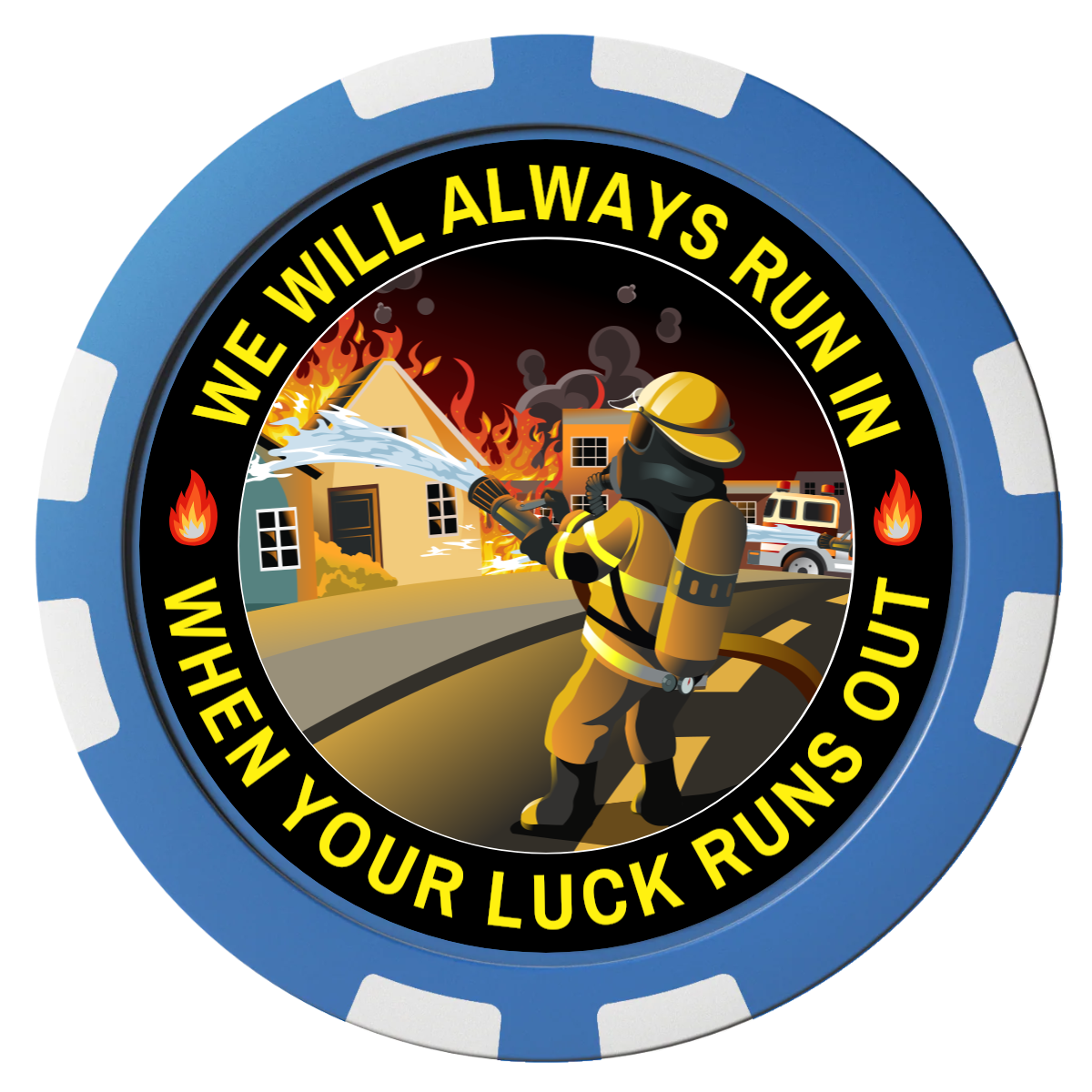 Firefighter Maltese Cross Composite Poker Chips - Blue / 8 Stripe - Front