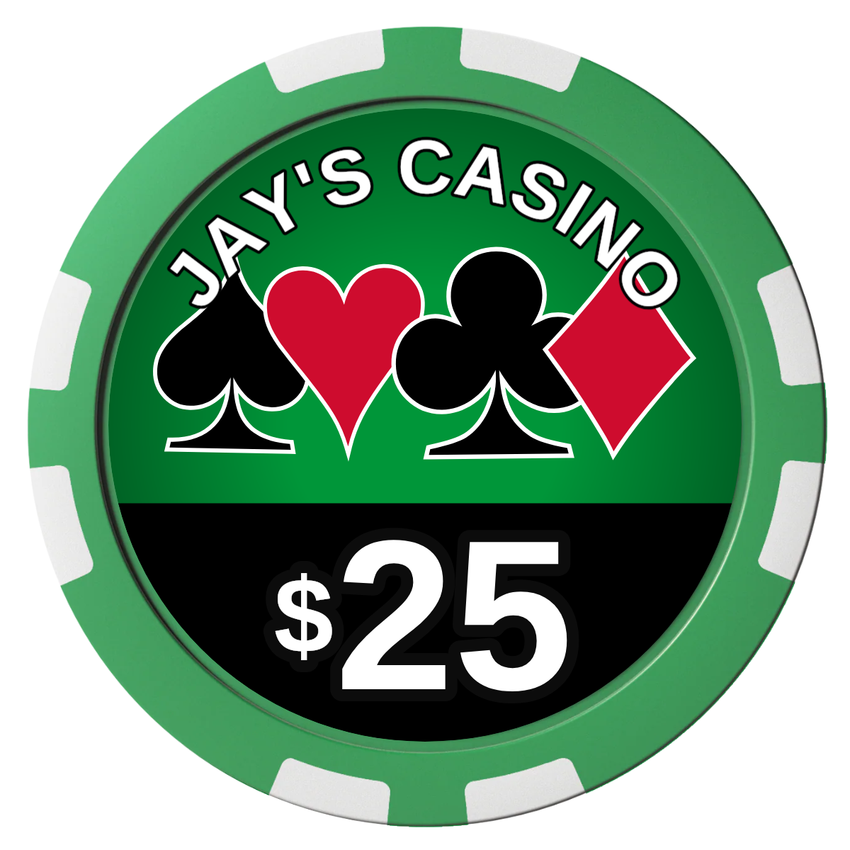 Jay's Casino Composite Poker Chips - Green / 8 Stripe - Front