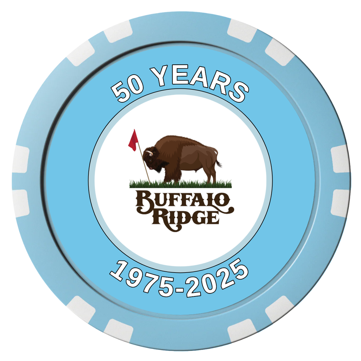 Branded Golf Pro Shop Composite Poker Chips - Light Blue / Double Stripe - Front