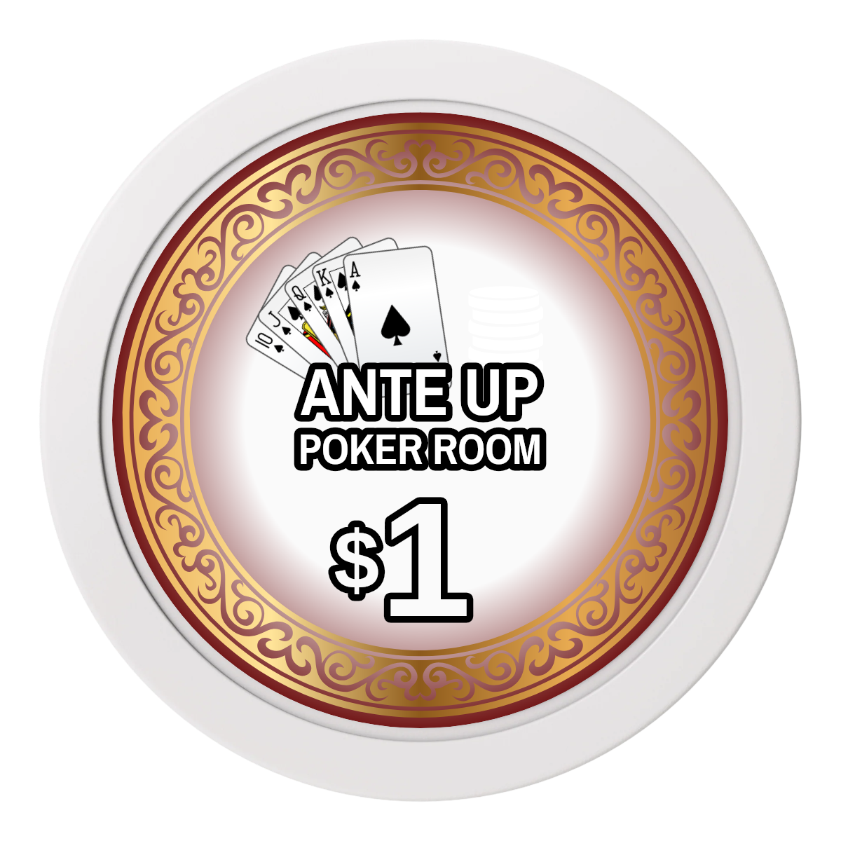 Ante Up Poker Room 2" Oversized Poker Chips - White - Front