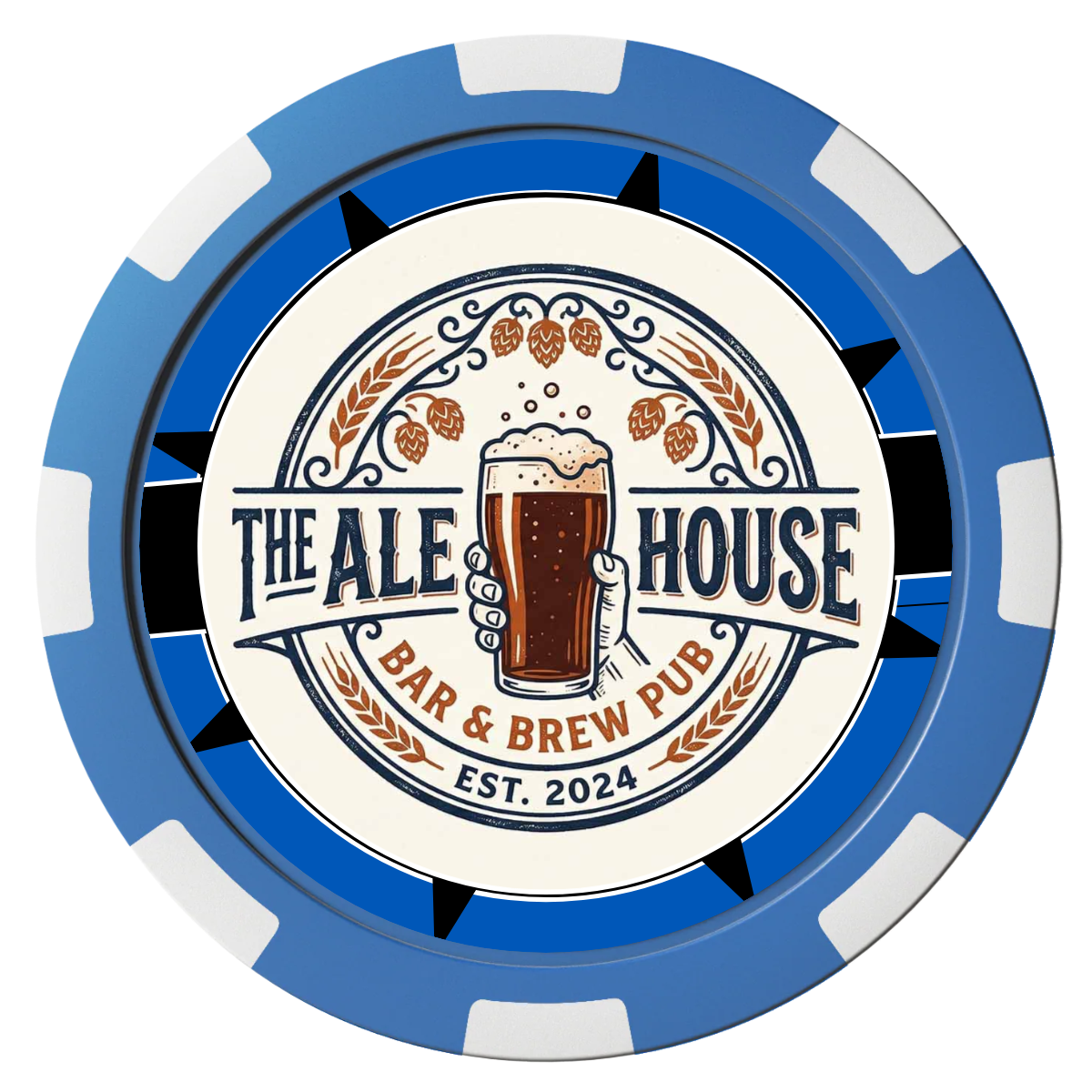 Free Beer Drink Magnetic Composite Poker Chips - Blue / 8 Spot - Back