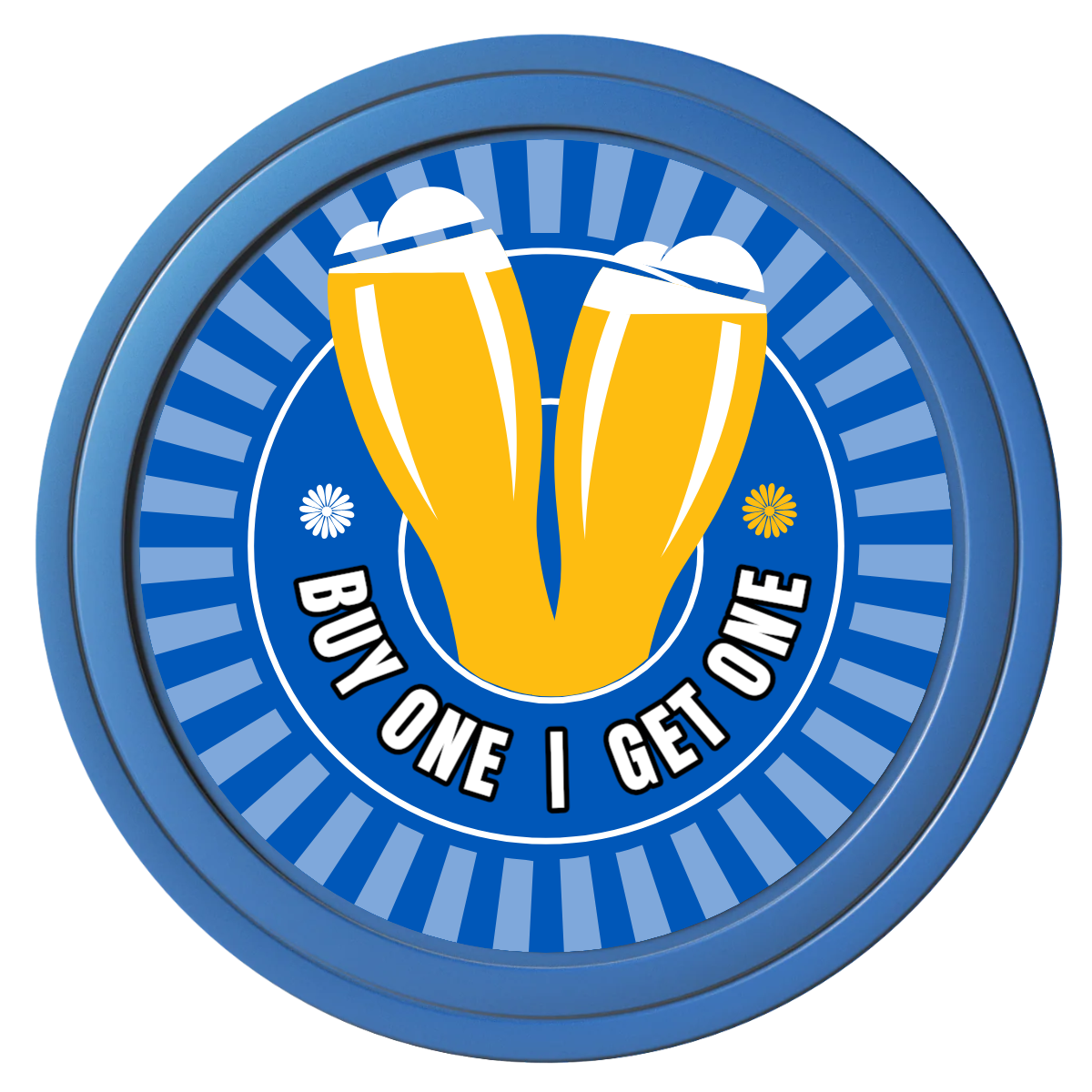 Double Pint Composite Poker Chips - Blue / Solid - Front