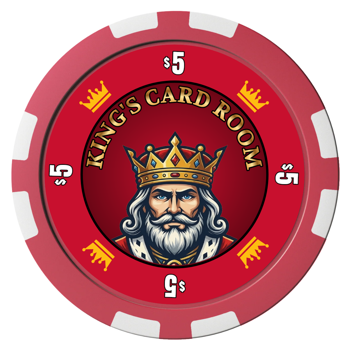 Kings Composite Poker Chips - Red / 8 Stripe - Front