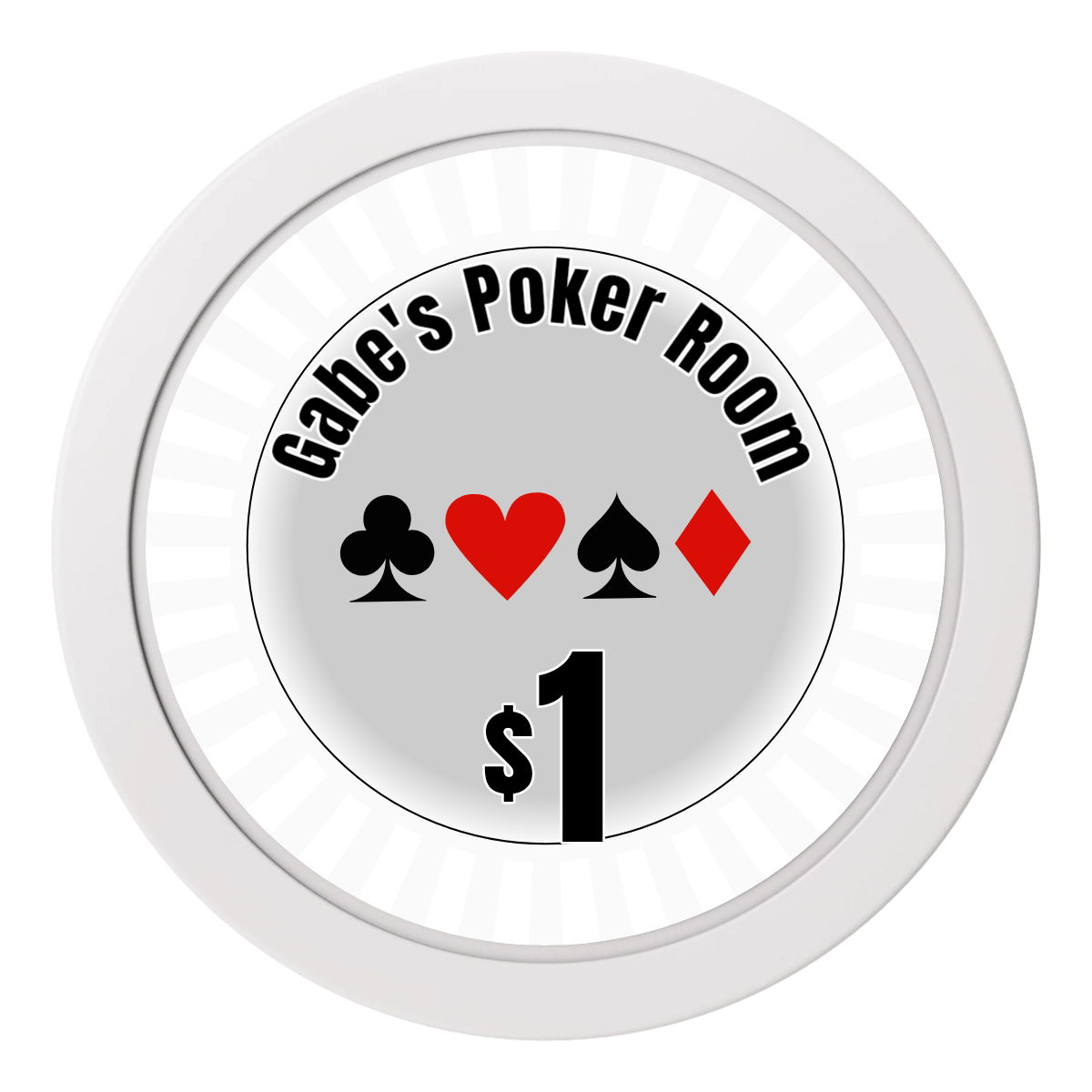 Gabe's Poker Room 2" Oversized Poker Chips - White - Front