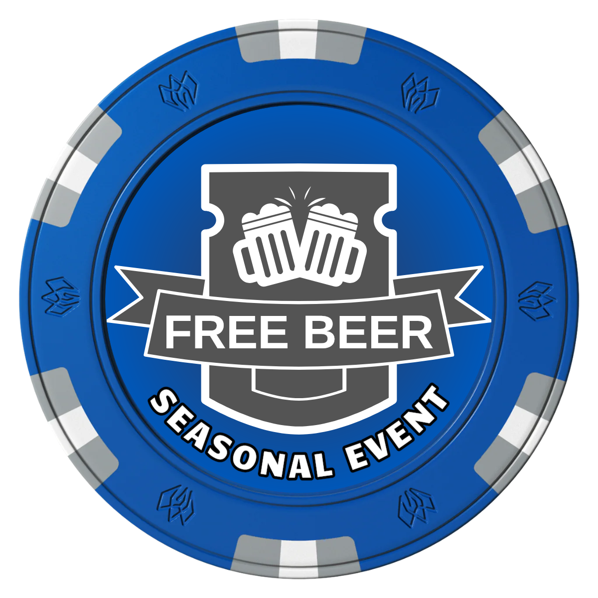 Craft Beer #001 Clay Poker Chips - Blue / 6 Spot Gem / 40mm - Front