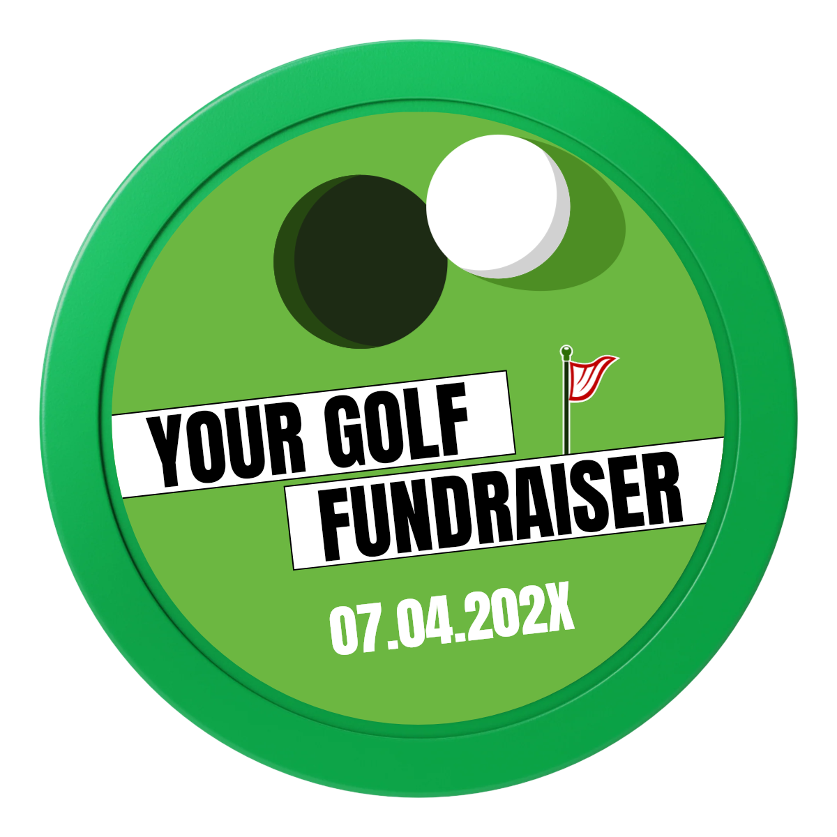 Putting Around Tournament 2" Oversized Poker Chips - Green - Front