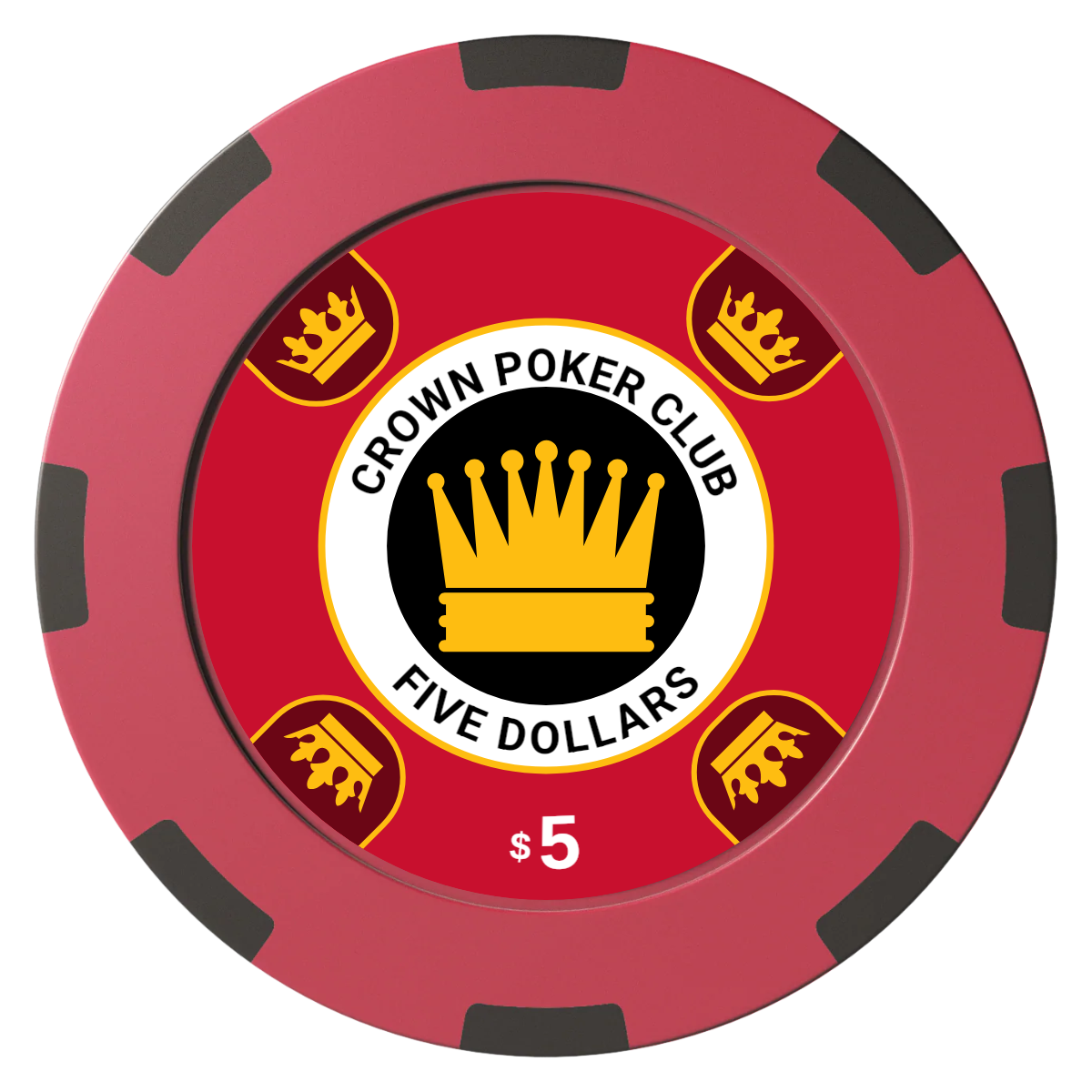 Crown Card Room Clay Poker Chips - Red / 8 Spot (2 Tone) / 40mm - Front