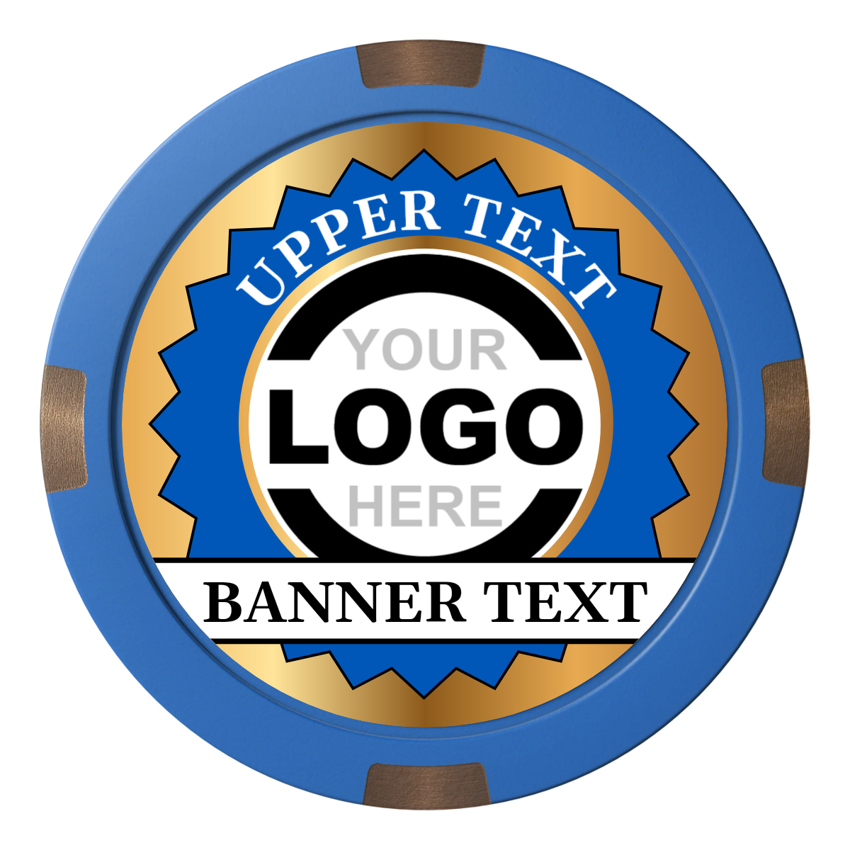 Stamp of Approval Composite & Metal Hybrid Poker Chips - Blue - Front