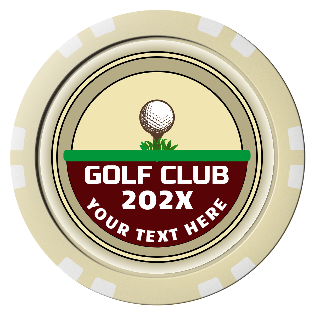 Teed Up Composite Poker Chips - Ivory / Double Stripe - Front