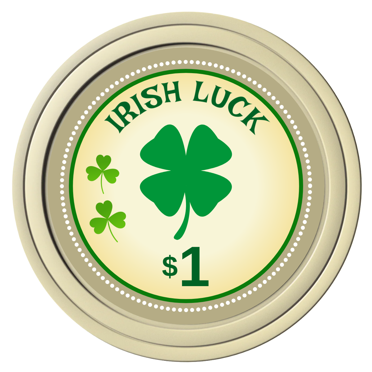 Irish Luck Composite Poker Chips - Ivory / Solid - Front